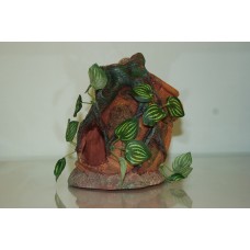 Old Ruin Vase & Root with Silk Plant 16 x 12.5 x 18 cms